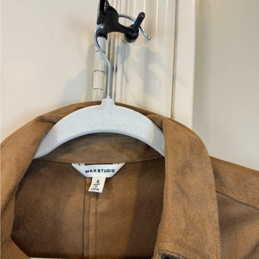 Brown suede like Button Down Shirt soft western max studio - Picture 6 of 7